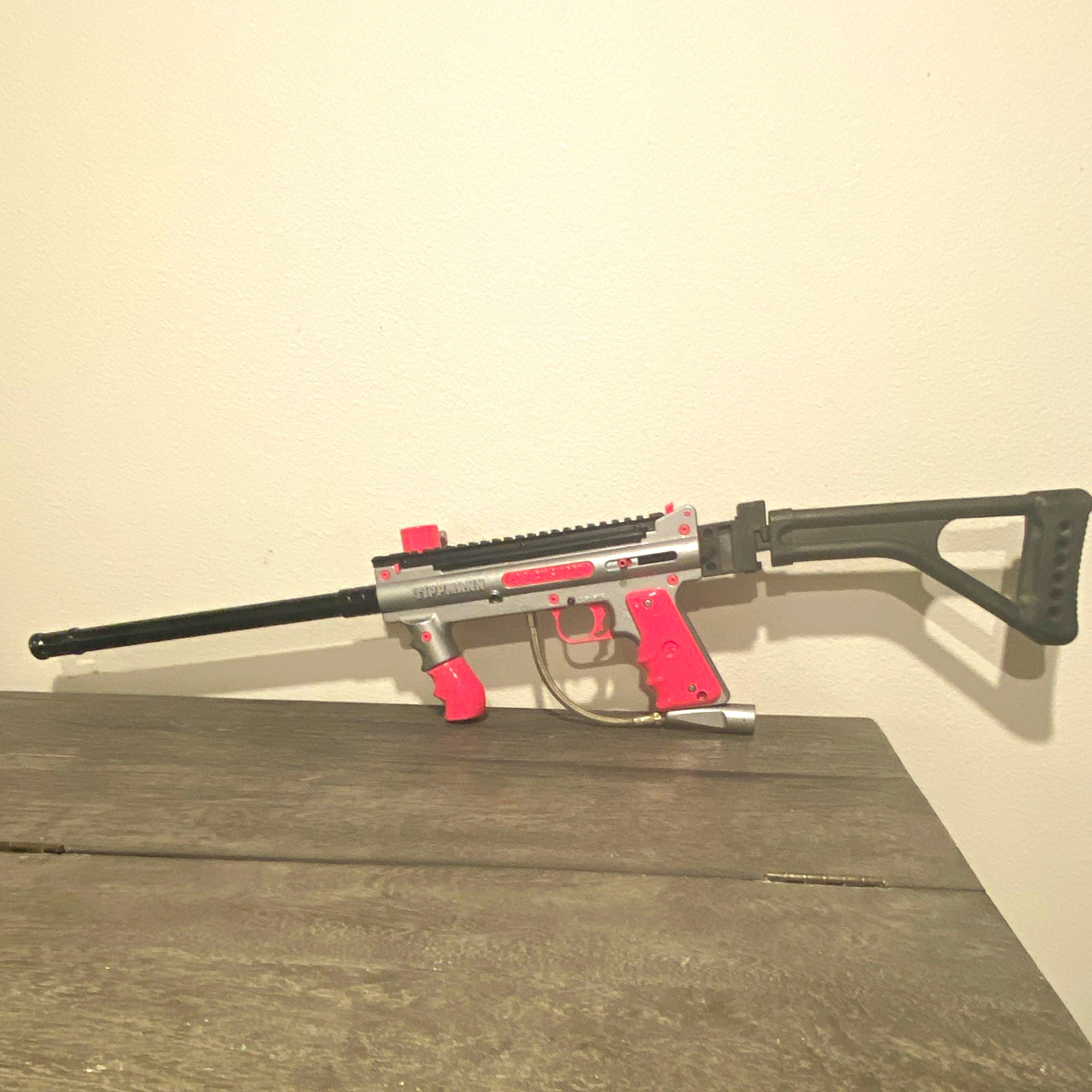 Tippmann 98 custom, refurbished with extras.  Folding stock, 13 sniper barrel