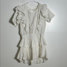 Love Shack Fancy White Ruffled Short Sleeve Dress Large