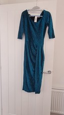 CBR Pencil Dress Size S Black Blue Glitter Pleated Sparkle