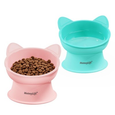 MateeyLife Elevated Cat Bowls, 2P Raised Food and Water Bowl 2Pack, PinkGreen