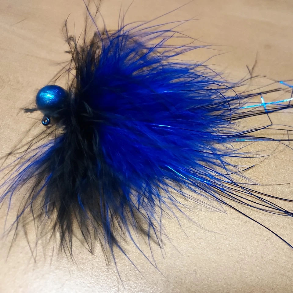 Plantillas Marabou Steelhead/Salmón de 1/2 oz negras y azules con flash paquete de 4 Foto 4 de 4