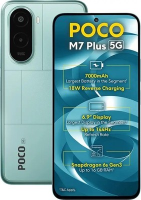 POCO M7 Plus 5G Aqua Blue 8gb 128GB  7000mAh Indian Global Version Unlocked