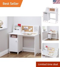 Kids Study Desk with Storage, Wooden Children School Study Table with Hutch a...