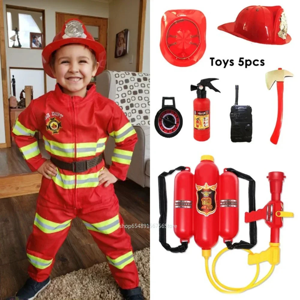 Disfraz Cosplay Niños Niñas Halloween Carnaval Fiesta Sam Bombero Uniforme Ropa de Trabajo