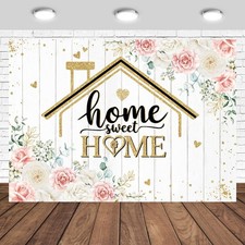 7x5 Ft Housewarming Backdrop Sweet Home Decorations Pink Floral Retro Studio