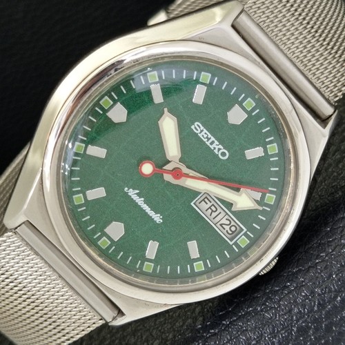 VINTAGE SEIKO AUTOMATIK 6309A JAPAN HERREN GRÜNES ZIFFERBLATT UHR a700501-1