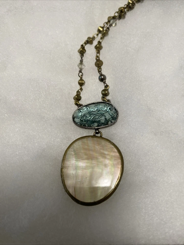 Collar Silpada Plata Esterlina 925 Perla Cristal Latón Oyster Bay N2455 Foto 4 de 4