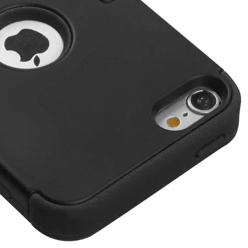 For iPod Touch 5th 6th 7th Gen - HARD HYBRID HIGH IMPACT ARMOR SKIN CASE BLACK