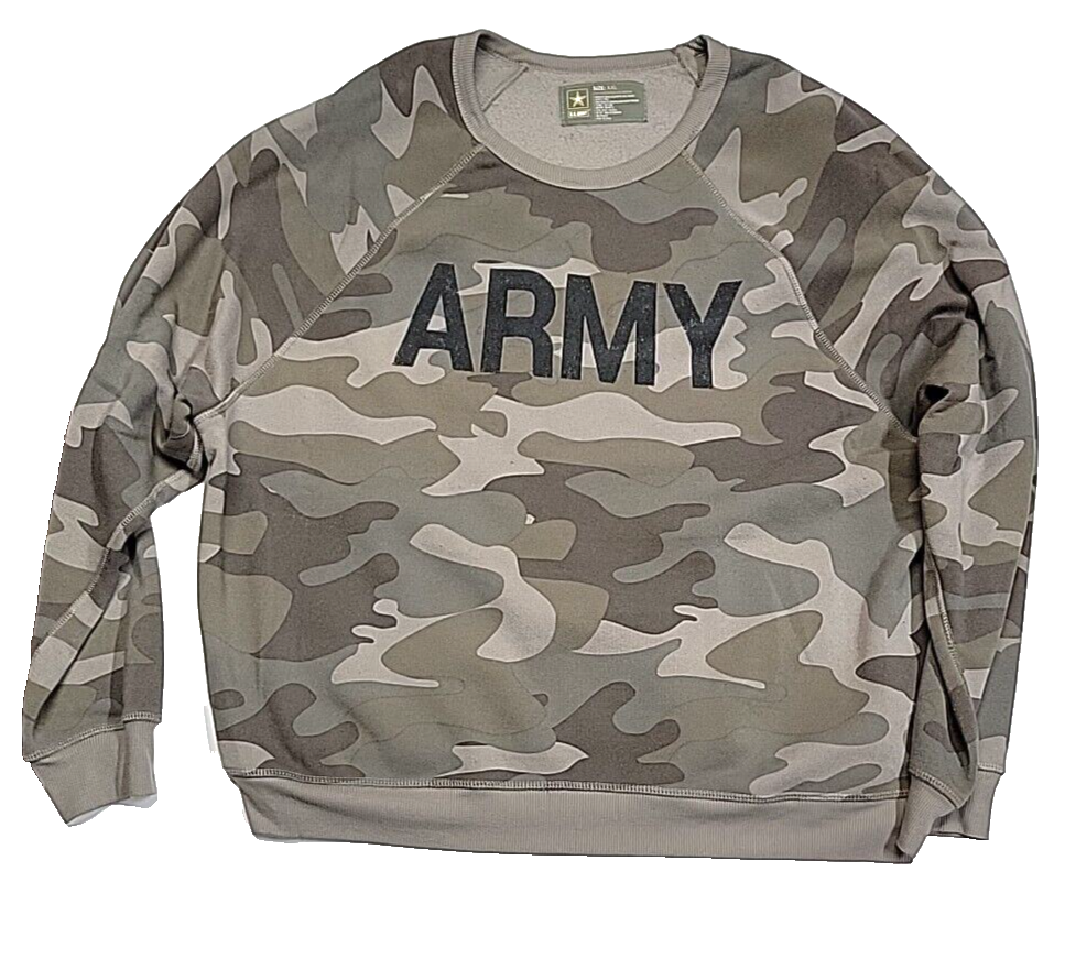 Army Embroidered Rayon Camo Long-Sleeve Sweatshirt Men's XXL