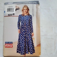 Butterick 4237 Dress Pullover Raised Waist Loose See & Sew Misses 18 20 22 UNCUT