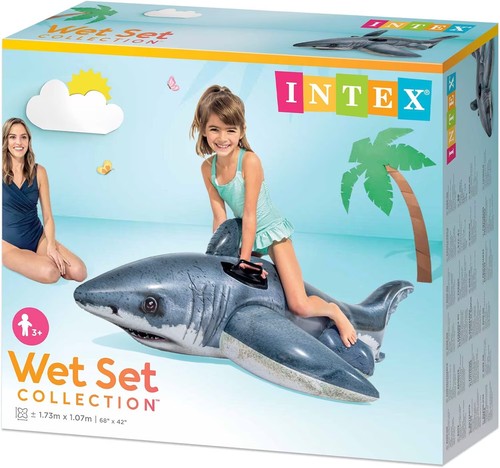 Aufblasbares Reiten auf Hai Schwimmbad Kinder Mädchen Jungen schwimmen Strand Sommer Spielzeug - Bild 4 von 4