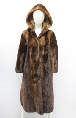 EXCELLENT ARCTIC BEAVER FUR COAT JACKET WOMEN WOMAN W/HOOD SIZE 4