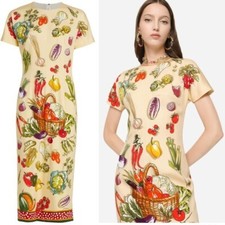 Dolce and Gabbana Painterly Vegetable Midi Dress