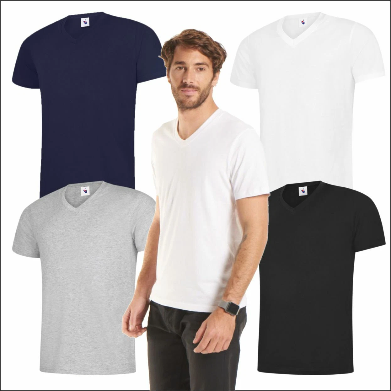 5 PACK Uneek Mens Classic V-Neck T-Shirt Plain 100% Cotton Blank V Neck Teeshirt
Opens in a new wind