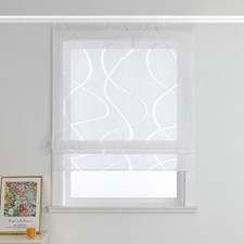 Voile Raffrollo Ausbrenner Raffgardine Klettband Küche Gardinen Modern Grau Weiß
