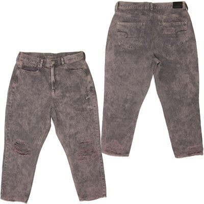 AMERICAN EAGLE Ripped Mom Jeans- 10 Short-NEW-AEO dirty Pink wash punk Denim $60
