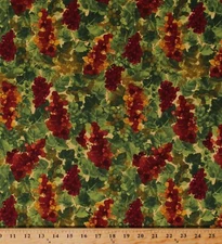 Cotton Grapes Clusters Bunches Leaves Vines Fruit Fabric Print by Yard D571.69