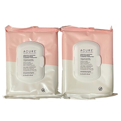 Acure Seriously Soothing Micellar Water Towelettes 30 towelettes each Lot of 2
