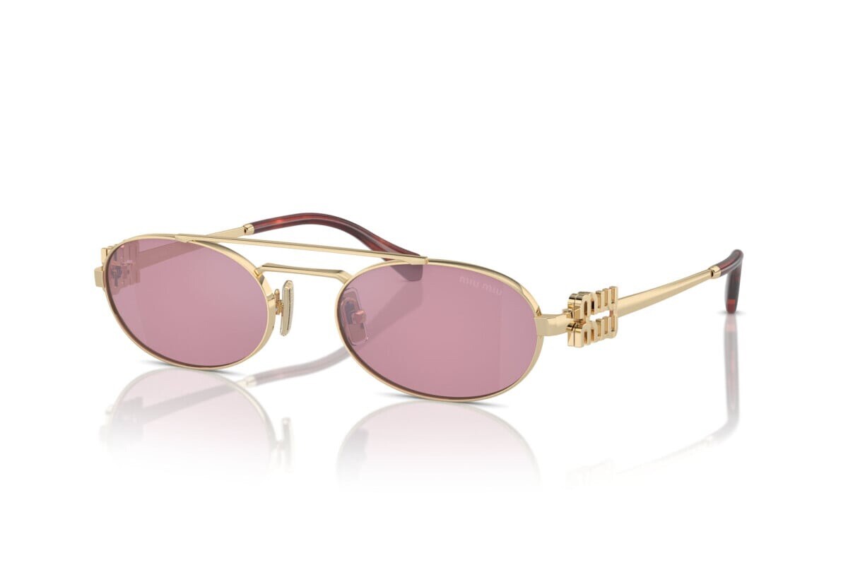 MIU MIU MU 54ZS ZVN50D Gold Pink Lens Oval Women Sunglasses