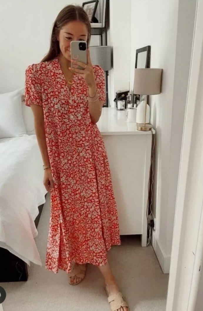 PUFF SLEEVE Midi Dress Size 
