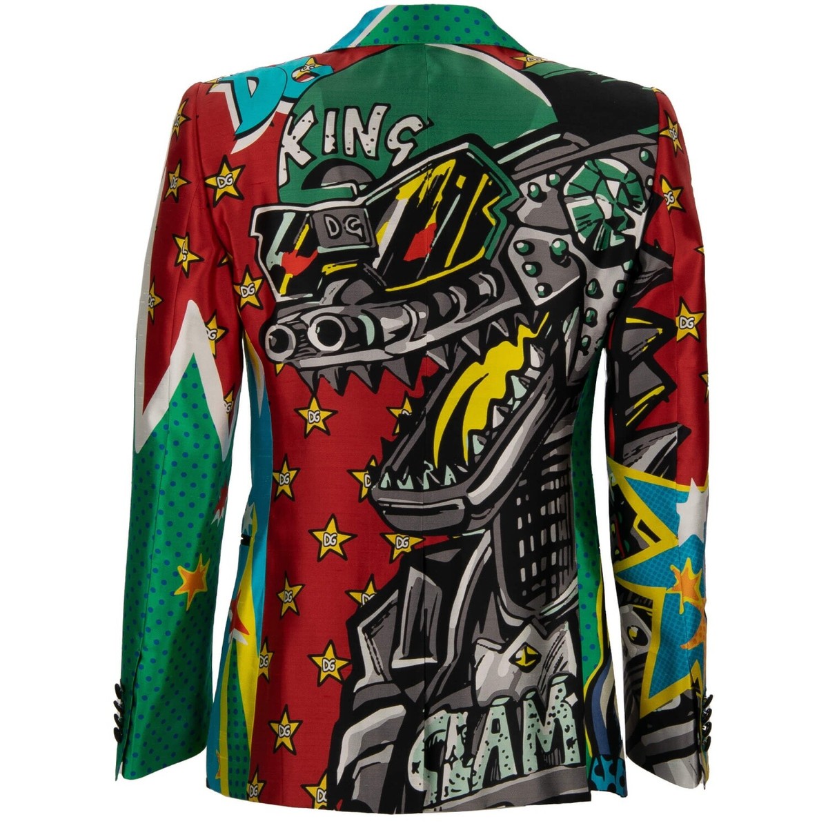 ◆DOLCE&GABBANA◆Gジャン DOLCE & GABBANA DG Logo Star Comics King Dupioni Silk Blazer