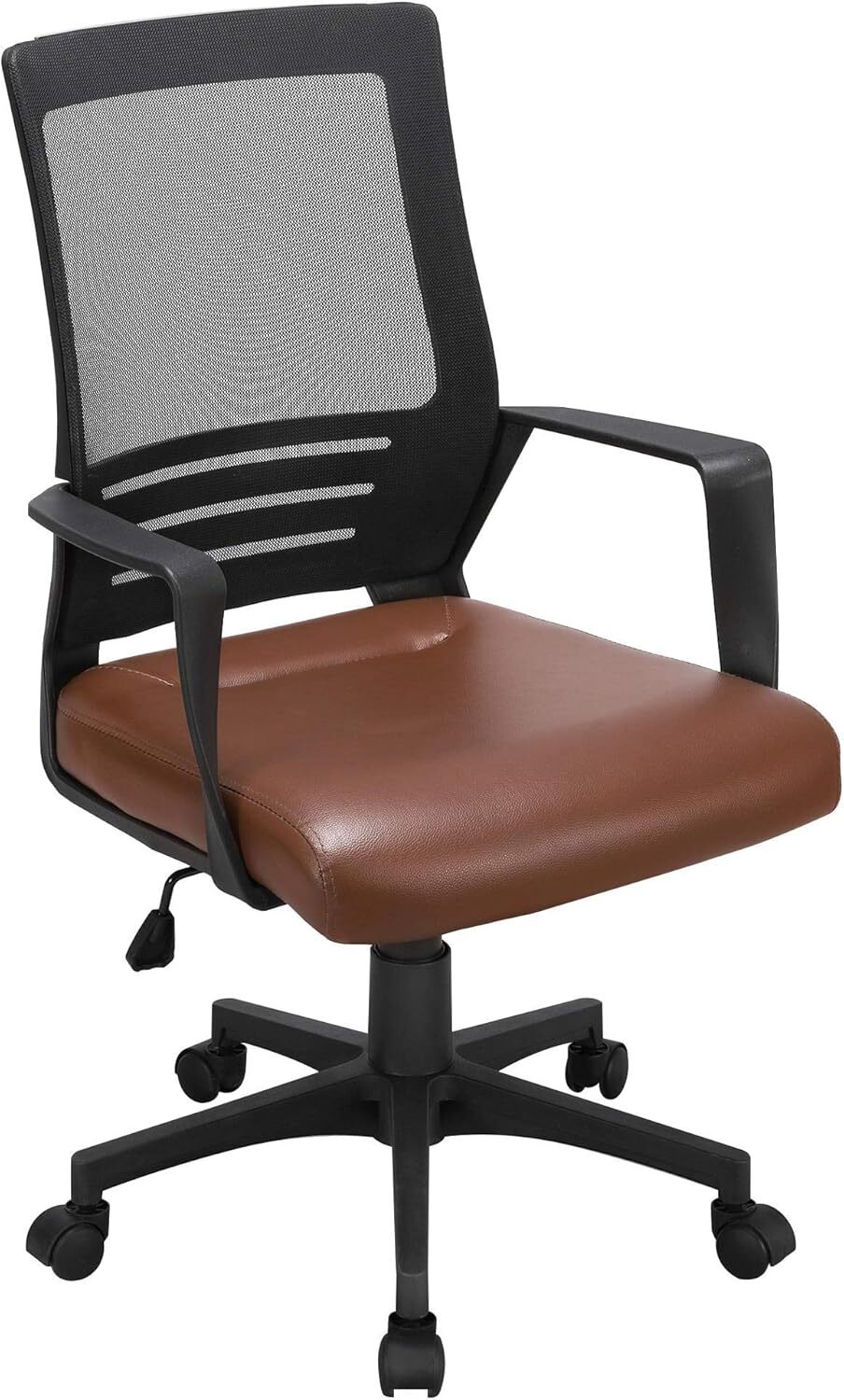 Mesh Office Desk Chair with Leather Padded Seat, Ergonomic Executive Chair with