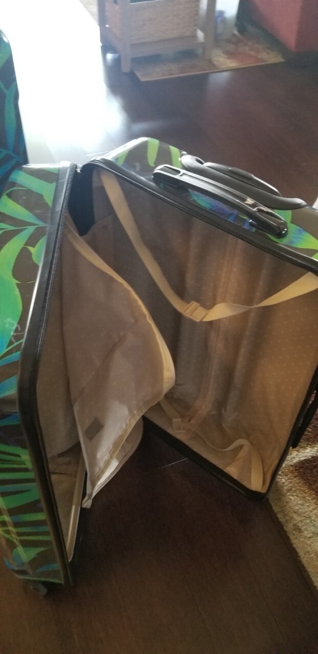 RARE Jessica Simpson Spinner Hard-side Luggage Palm Leaves.  Used.  Set of two.