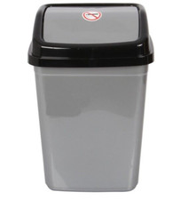 10 Liter Swing Bin Lidded Dustbin. Plastic Rubbish Waste Bin. (Silver)