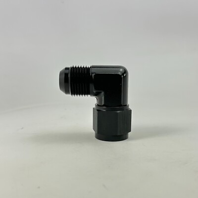 Fitting, Coupler, Union, AN to AN, 90 Degree, Aluminum, Black Anodized, -10 AN