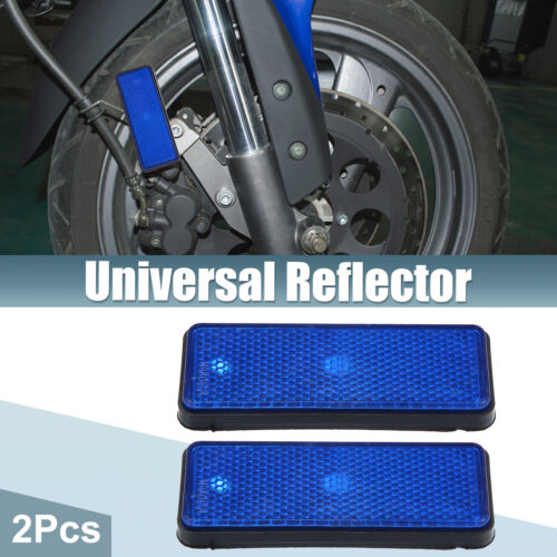 2 Pcs Universal Rectangle Shape Reflectors for Motorcycle Garbage Cans Blue - Afbeelding 1 van 6