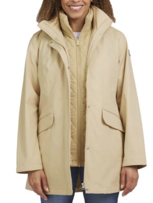 Lands  End Womens 3-in-1 Systems Jacket With Removable Puffer Vest Tan XSmall