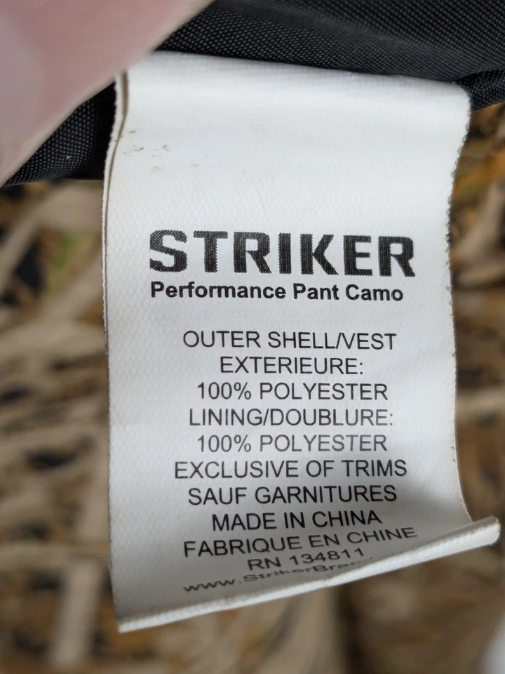 Pantalones camuflados Striker Blind Performance pato caza humedales cola de gato aislados XL Foto 4 de 4