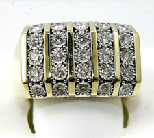 Natural Round Diamond Cluster Square Wide Men's Ring 14k Yellow Gold 1.12Ct