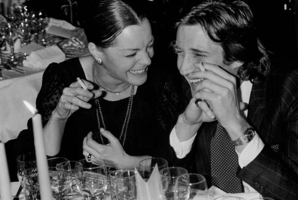Romy Schneider and Daniel Biasini at a dinner at the restaurant o - Old  Photo | eBay