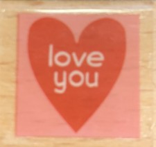 StampsHappen Wood Mounted Valentine's Day Rubber Stamp - "Love You"