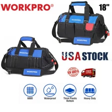 WORKPRO 16''/18" Durable Tool Bag Wide Mouth Waterproof Heavy Duty Tool Storage