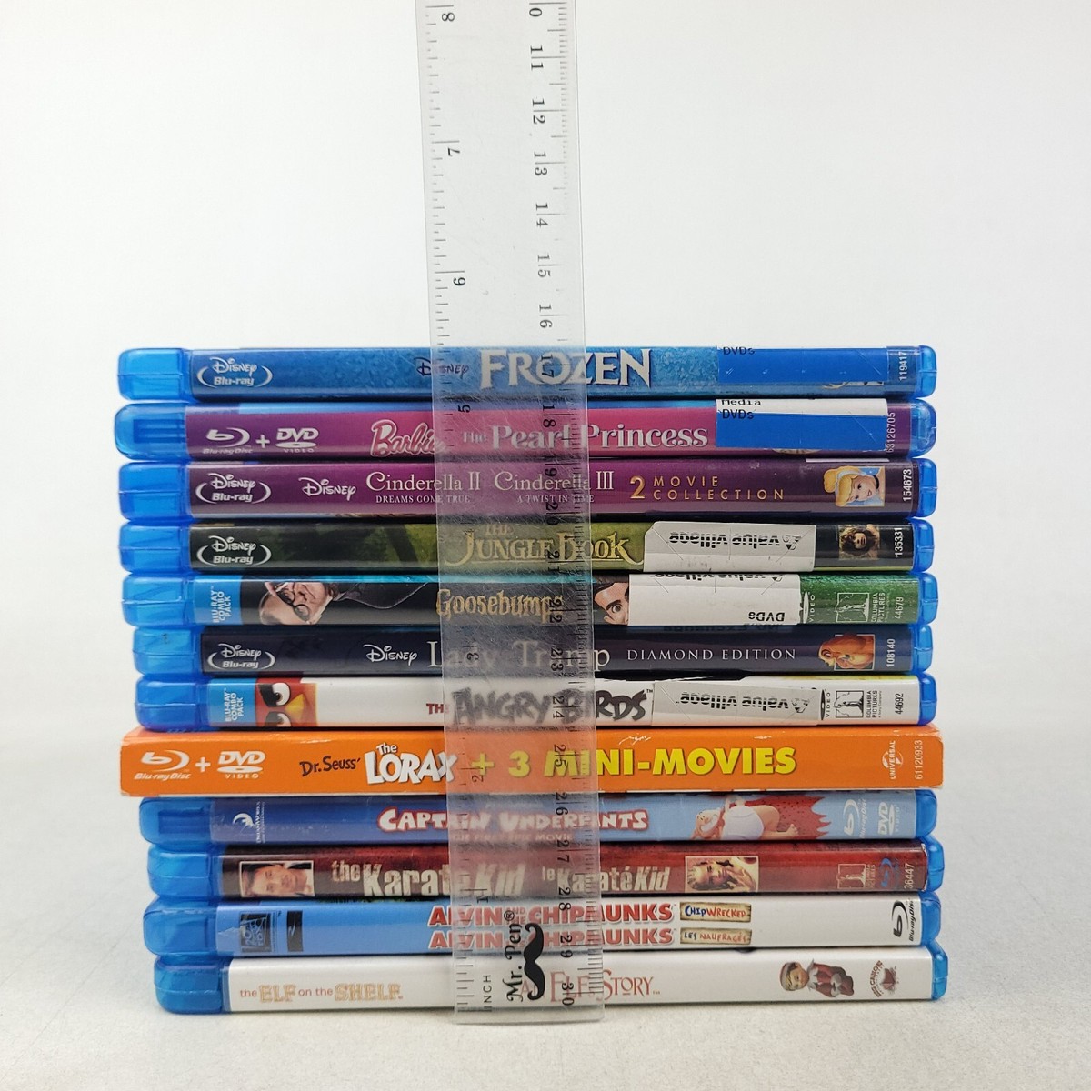 Lot of 12 Kids Blu-Ray & DVD Movies Disney Dr Seuss Barbie Karate