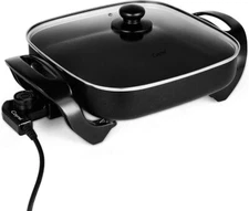 Caynel 12 x 12 Inch Nonstick Ceramic Electric Skillet with Glass Lid