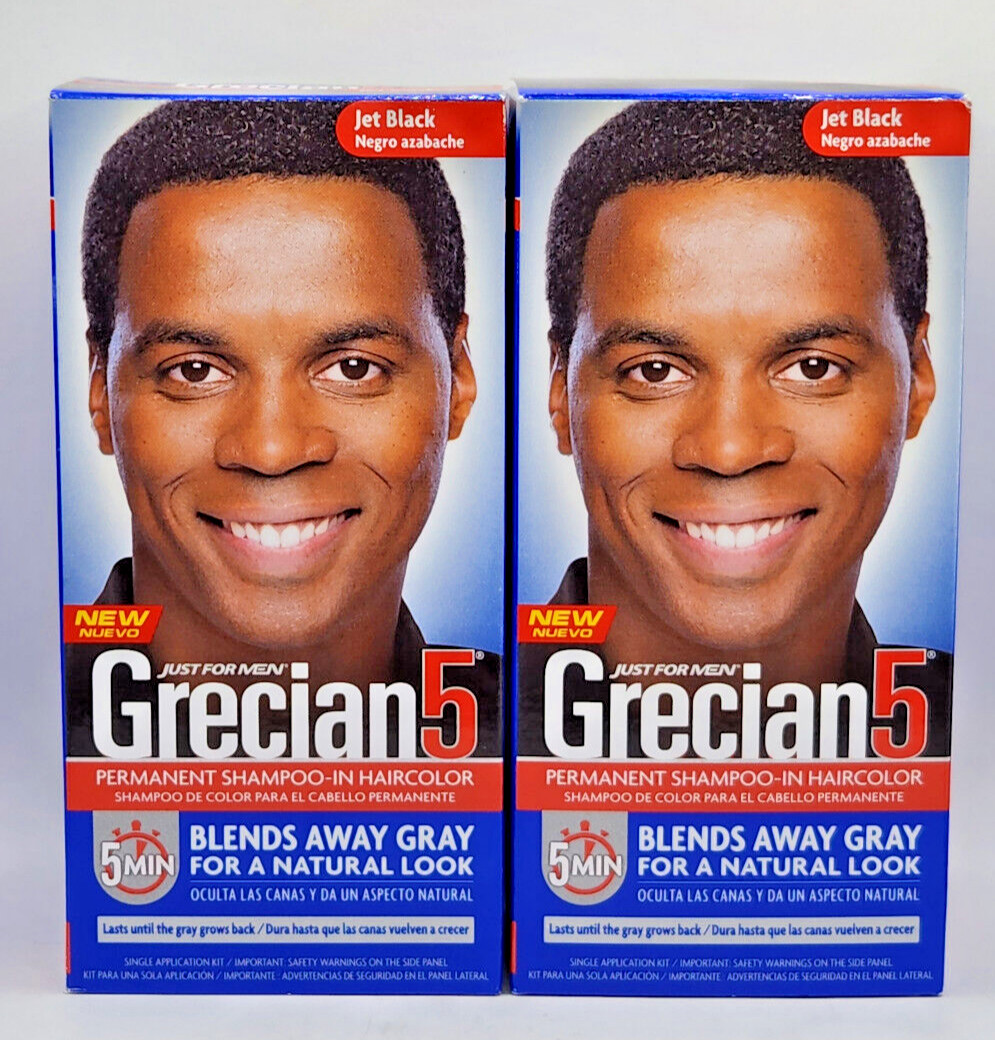 2 Just For Men Grecian 5 Permanent Shampoo In Hair Color Gray Coverage Jet Black
