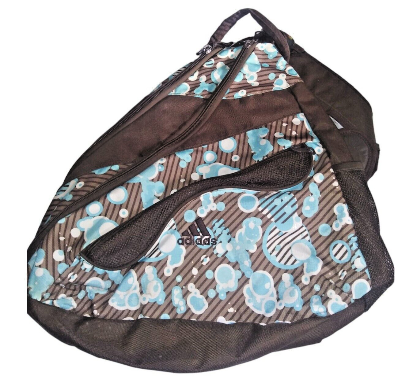 Adidas Load Spring Backpack Brown Blue Bubbles Zi… - image 1