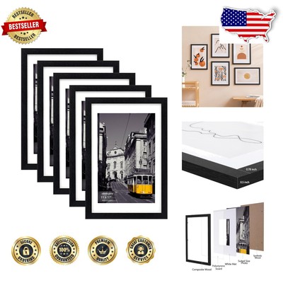 5-Piece Black Gallery Frames Set - Showcase 11x17 and 9x15 Photos Elegantly