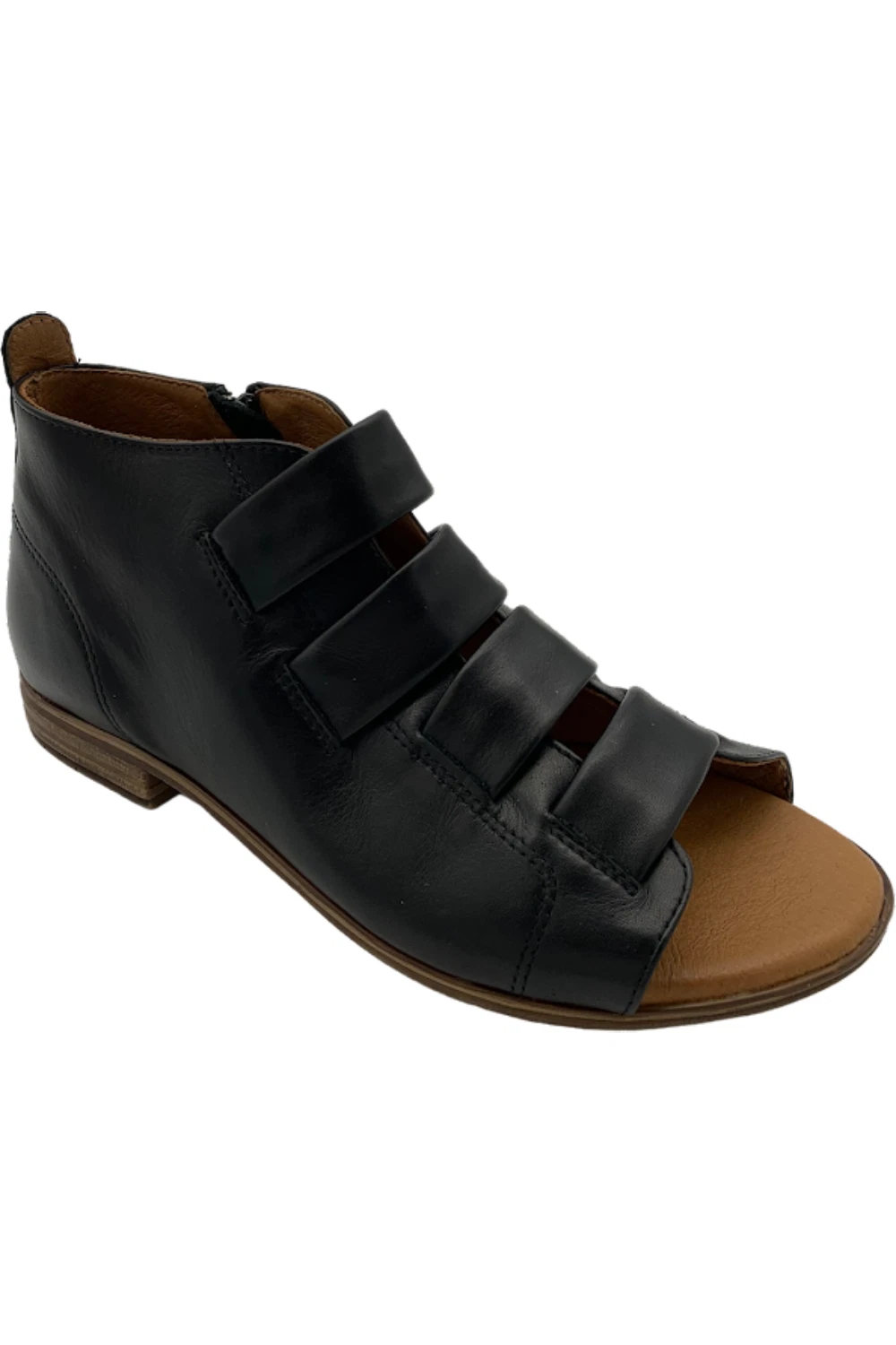 Miz Mooz Leather Side-Zip Sandals Dewdrop Black