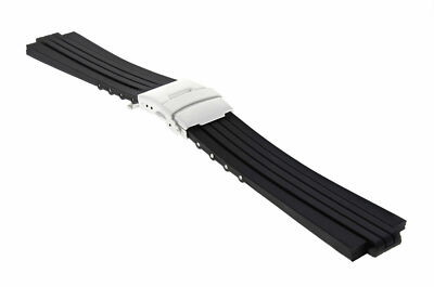 24MM 10MM SILICONE RUBBER DIVER STRAP BAND FOR ORIS TT1 F1 WILLIAMS BLACK CHRONO