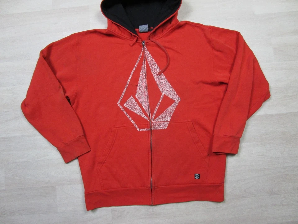 Vintage Y2K Volcom Stone Orange Full Zip Up Hoodie Sweatshirt Size (L) Skate - Image 2 of 4