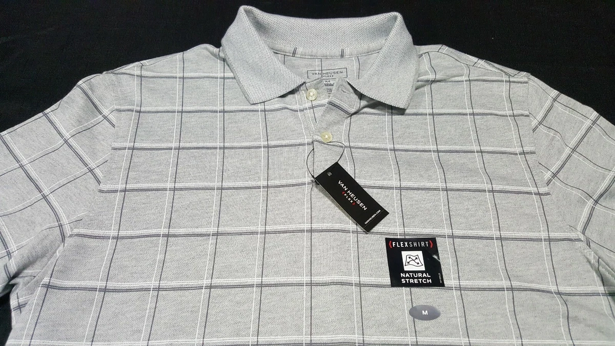 Van Heusen Men s Flex Short Sleeve Jacquard Stripe Polo Shirt size Medium Flex