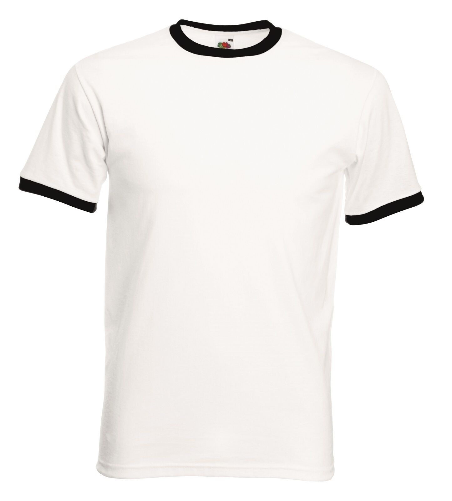 Mens Short Sleeve Cotton Contrast Collar Hoops Ringer Tee T-Shirt