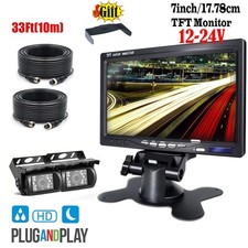Dual Camera 7'' Backup Monitor Kit System Back Parking Night Vision For Truck RV