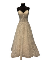 Allure Bridals Couture Ballgown Wedding Dress Lined Size 14 Ivory/Silver C512