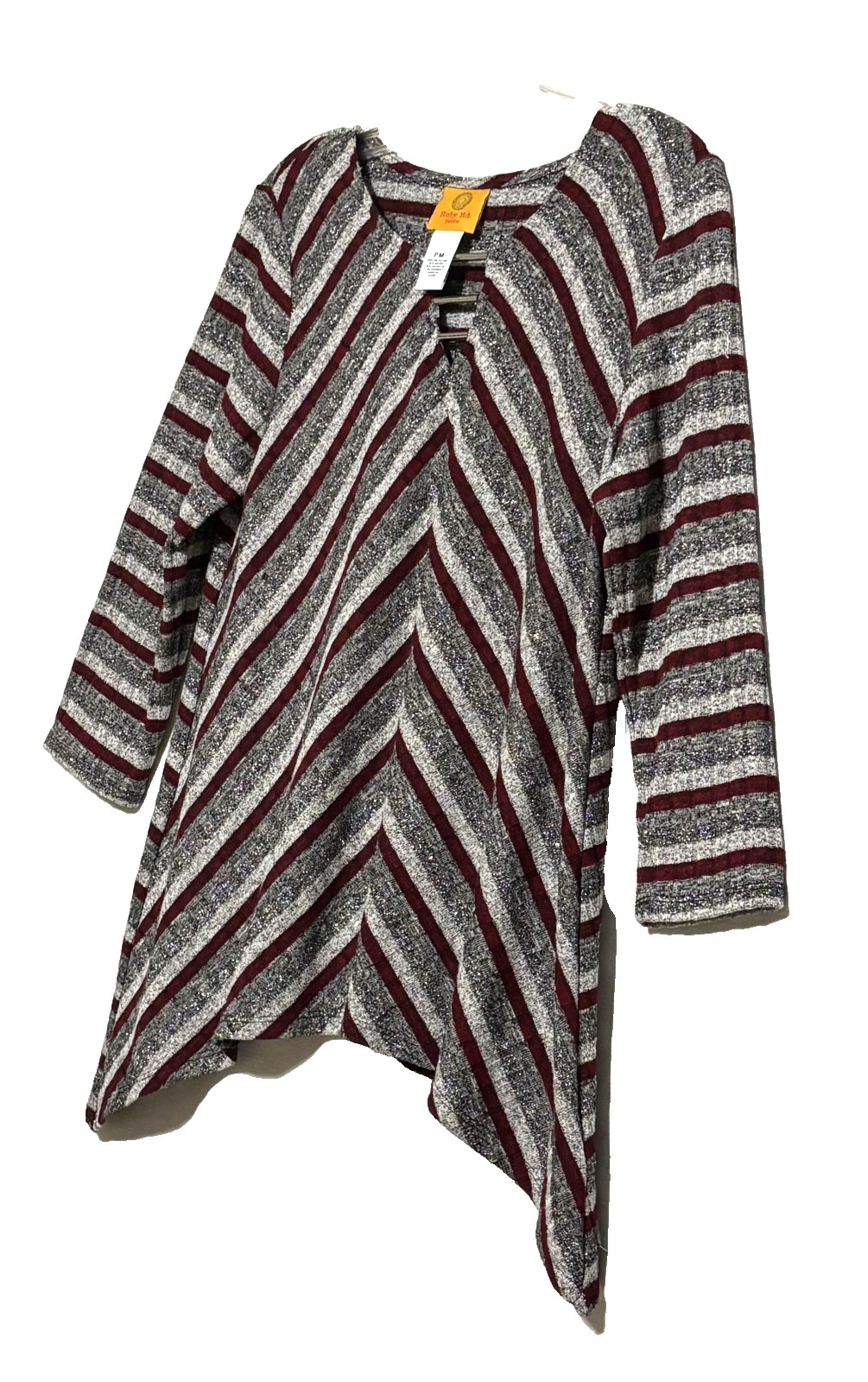 Ruby Rd. Petite PM Gray Maroon Silver Metallic St… - image 1