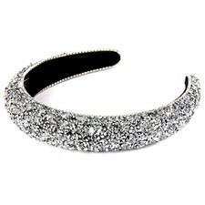 Rhinestone Padded Silver Sparkle Headband for Women  Girls Bling Accessory